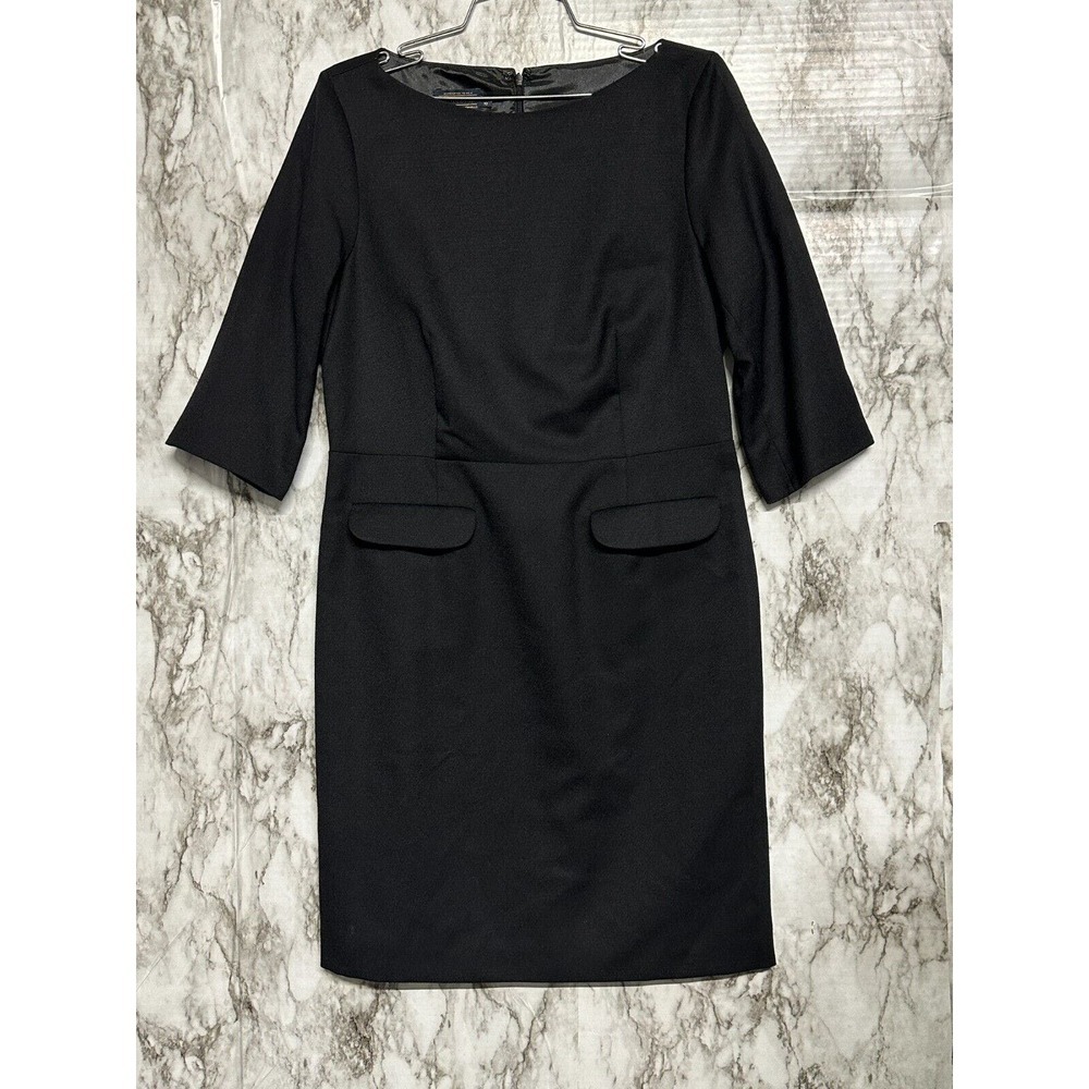Pendleton Virgin wool‎ Black midi Dress 1/2 sleeve Size 10 p
